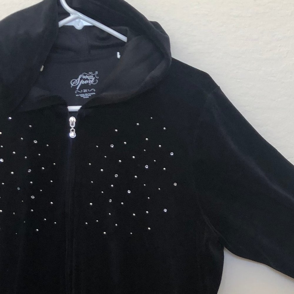 Style & Co Sport Black Crystal Stud Velour